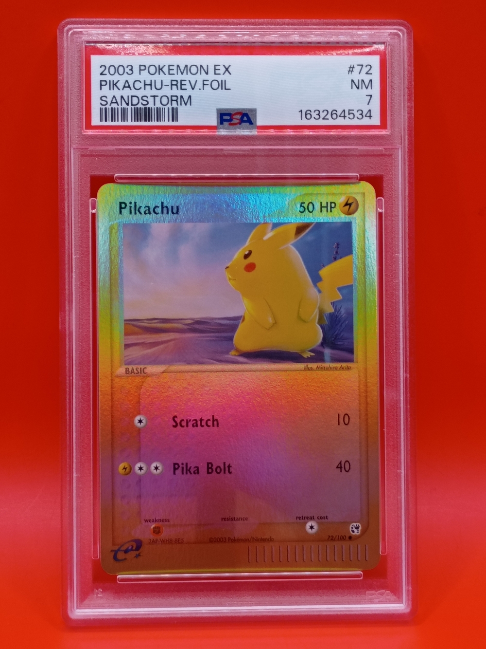 Pikachu 72/100 EX Sandstorm Reverse Holo PSA 7 Vintage Pokémon (NEW CERT)